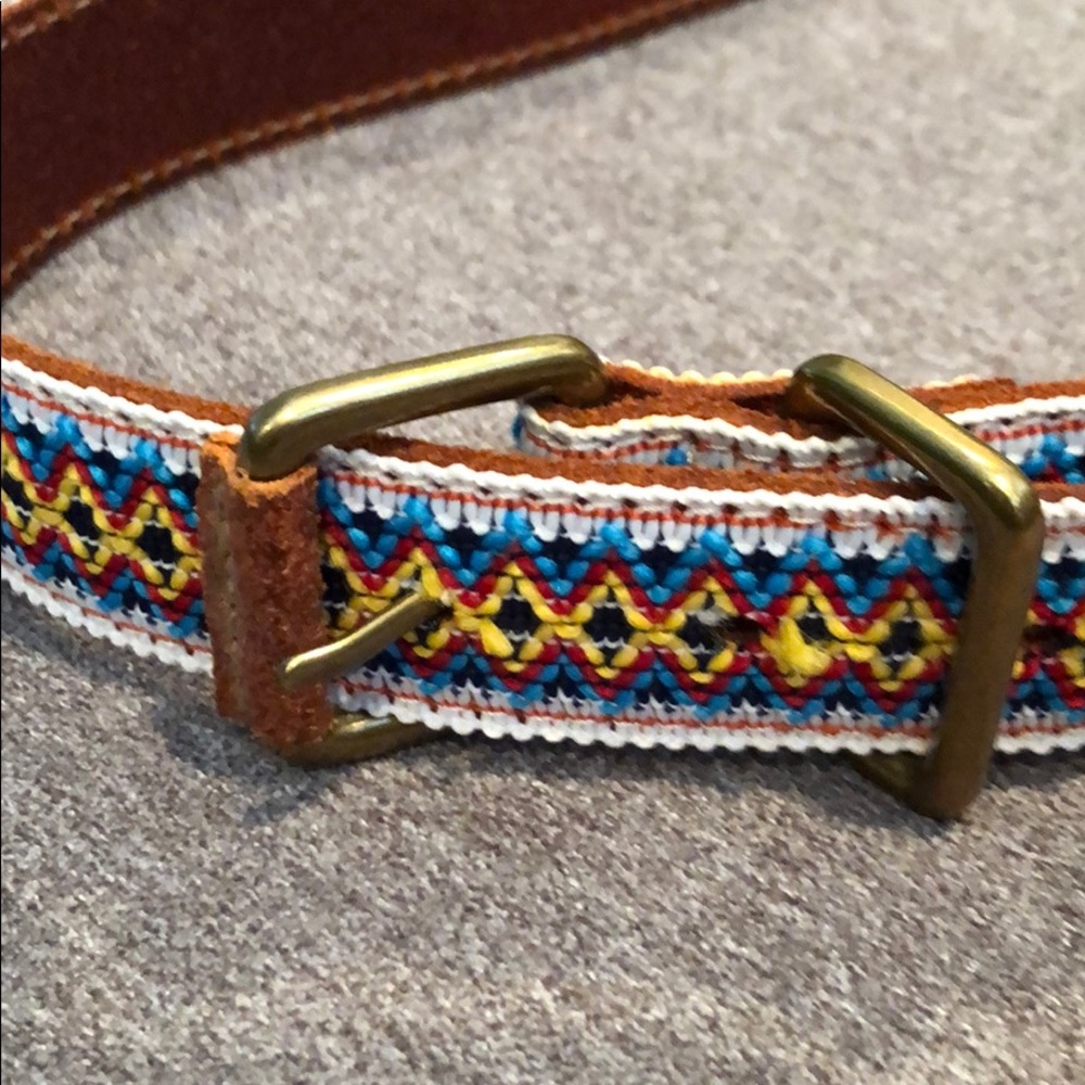 gap. colorful braid front +leather belt.